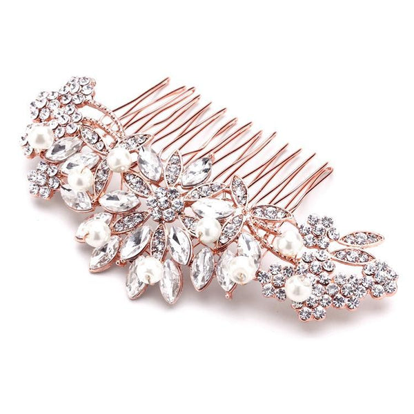 Bride Savvy LLC -Your Bride Box Rose Gold Crystal Hair Comb