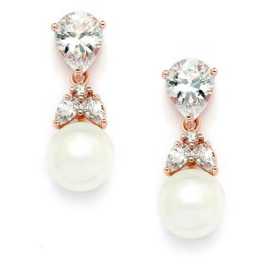 Bride Savvy LLC -Your Bride Box Rose Gold Pear and Pearl Drop Earrings