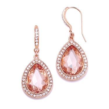Bride Savvy LLC -Your Bride Box Rose Gold Teardrop Earrings with Blush Crystal Accents