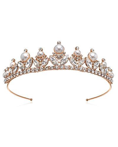 Bride Savvy LLC -Your Bride Box Tiara Jewel Rose Crystal & Pearl Tiara