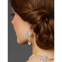 bridebox Jewelry Filigree Bridal Teardrop Earrings with Pearl and Crystal Dang
