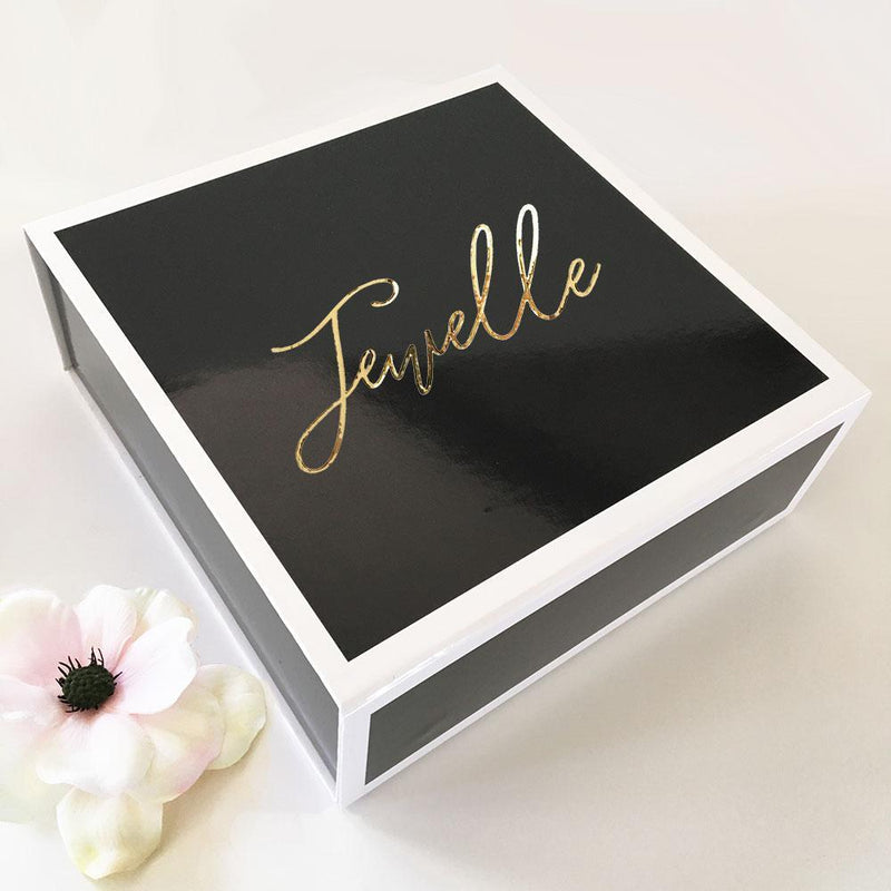 Event Blossom Golden Bridesmaid Proposal/Thank You Gift Box (Black)