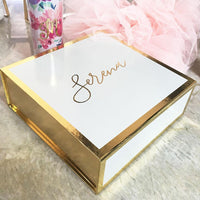 Event Blossom Golden Bridesmaid Proposal/Thank You Gift Box (White)