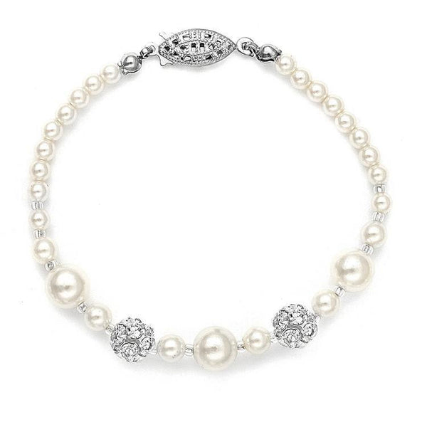 Marielle Bracelets Bridal Bracelet with Pearls & Rhinestone Fireballs