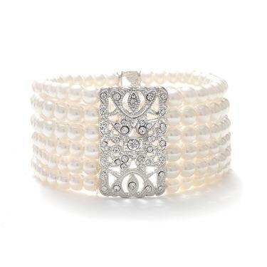 Marielle Bracelets Rose Gold & Pearl Vintage Stretch Bracelet