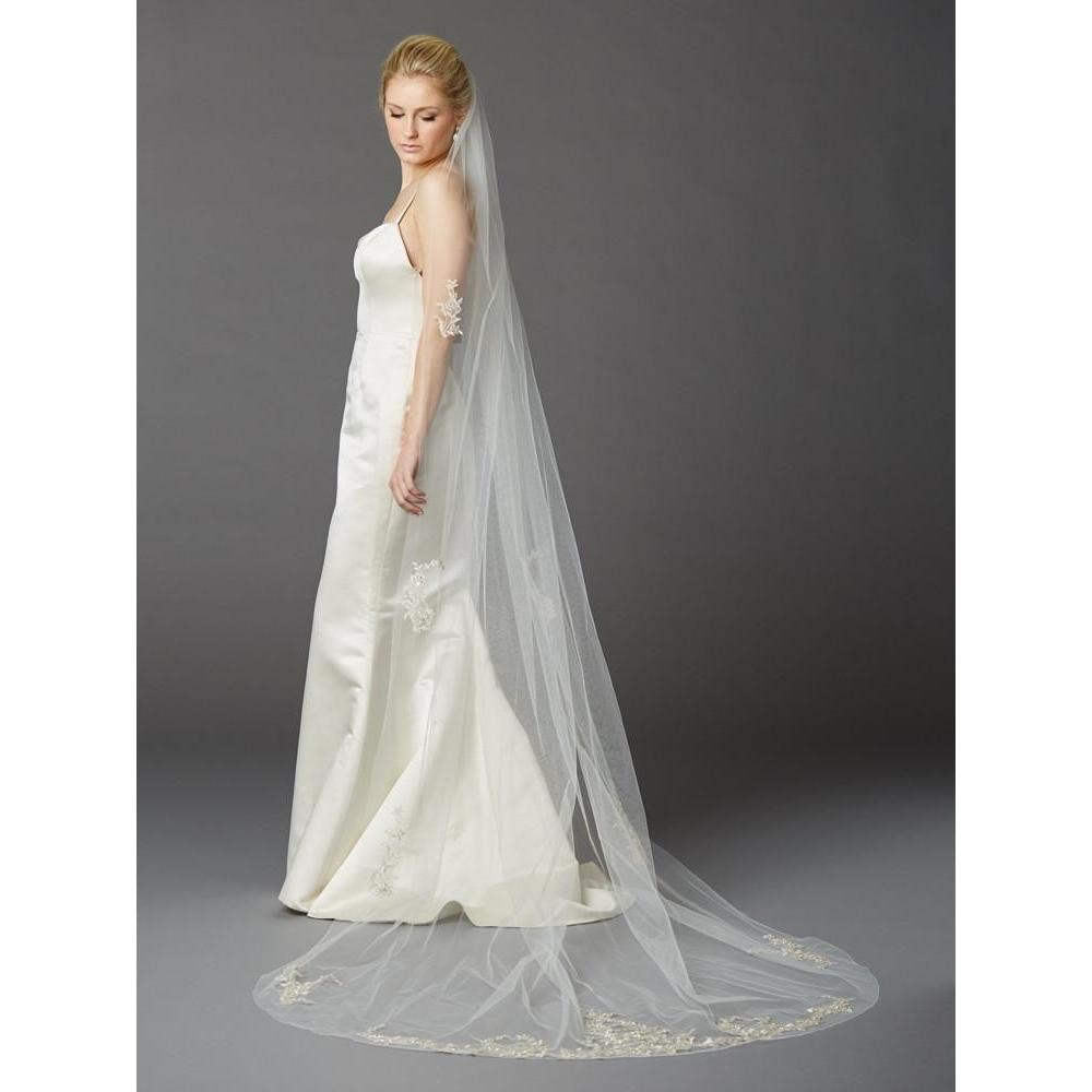Marielle Cathedral Veil with Silver Embroidered Beaded Lace