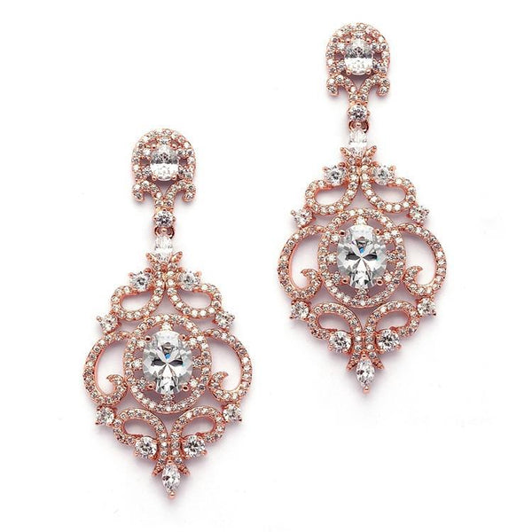 Marielle Earrings Rose Gold Art Deco Scroll Earrings