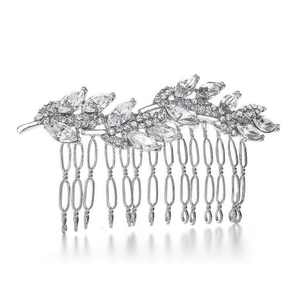 Marielle Hair Embelishments Delicate Crystal Leaf Hair Comb