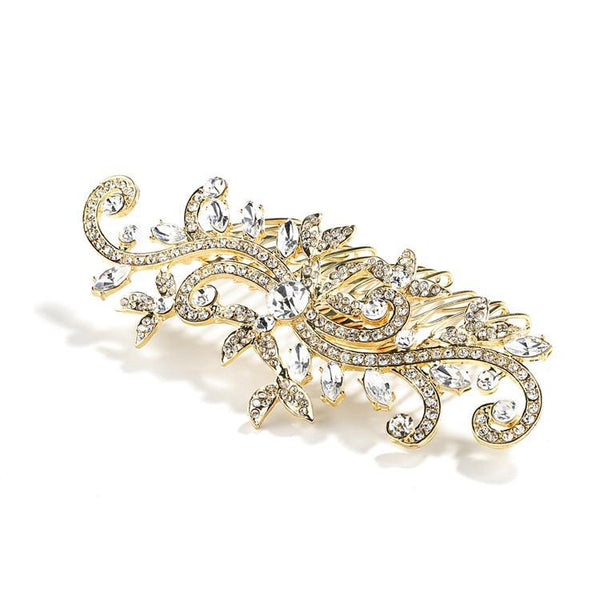 Marielle Hair Embelishments Golden Comb with Pave Crystal Vines
