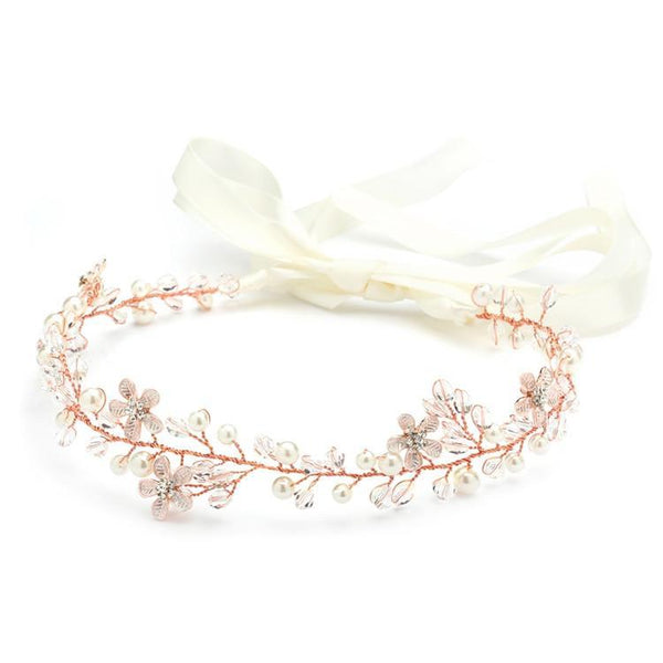 Marielle Headbands Handmade Rose Gold Bridal Headband