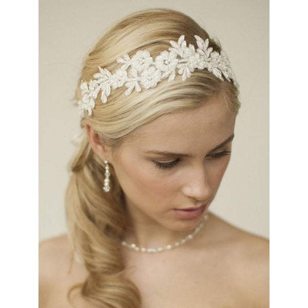 Marielle Headbands Lace Applique Garden Headband with Meticulous Edging