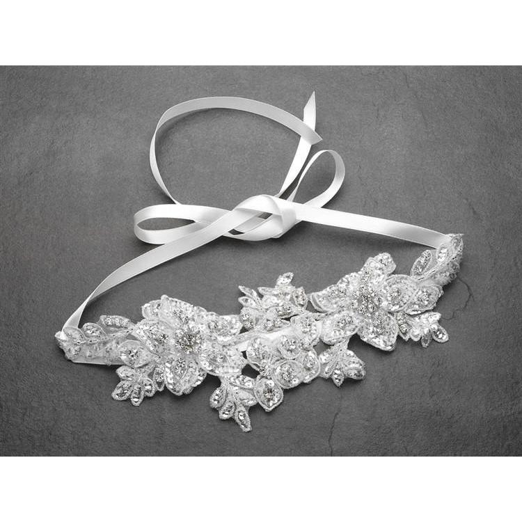 Marielle Headbands Sculptured Beaded Lace Headband with Crystals