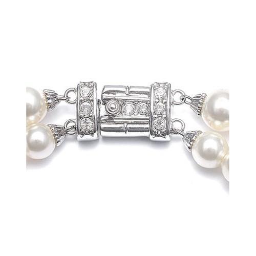 Marielle Necklaces Double Strand Ivory Pearl Necklace w. Pave Stones