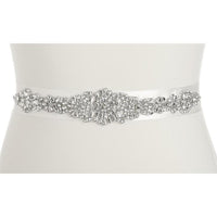 Marielle Sash Bejeweled Bridal Sash with Breathtaking Genuine Crystal Applique