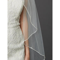 Marielle Veils Gardenia One Tier Bridal Veil with Beaded Lace Top