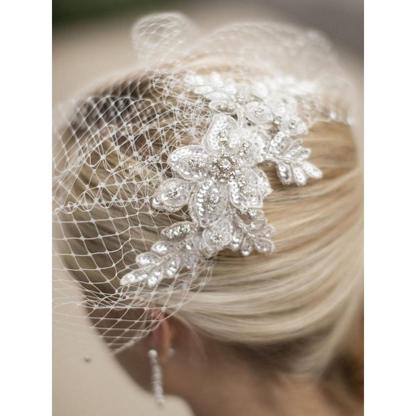 Marielle Veils Handmade French Net Birdcage Blusher & Scattered Crystal Edge
