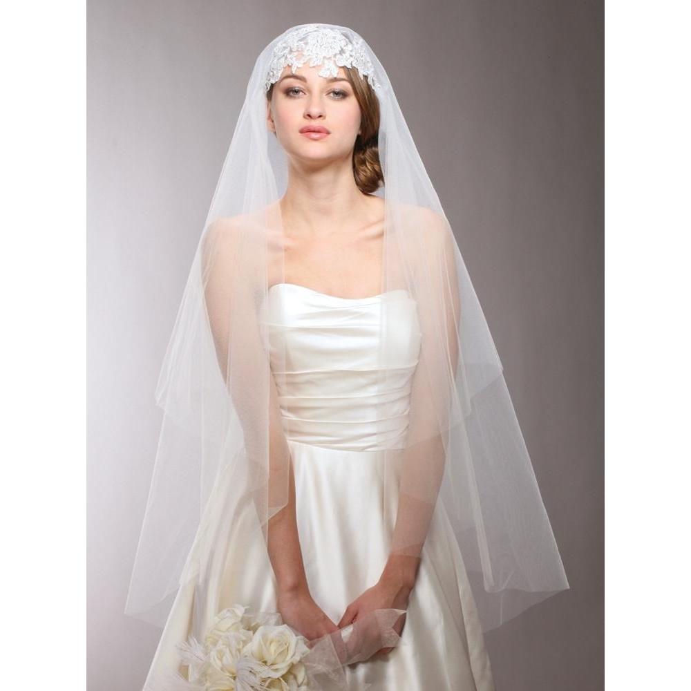 Marielle Veils Renaissance Beaded Lace Applique Juliet Veil