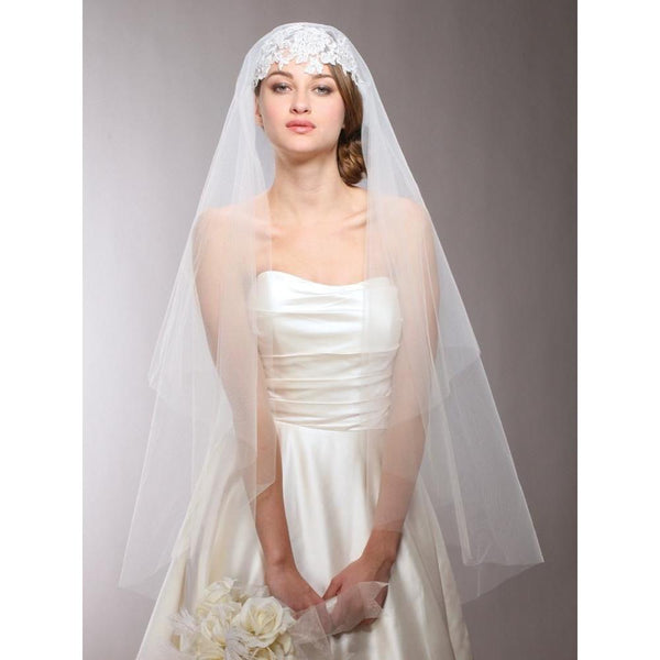Marielle Veils Renaissance Beaded Lace Applique Juliet Veil