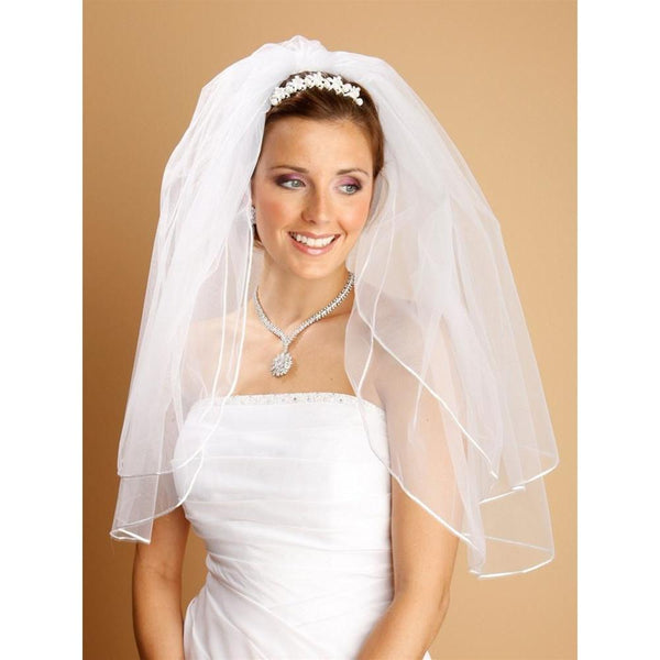 Marielle Veils Two Layer Veil with Rounded Satin Cord Edge