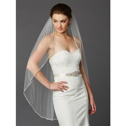 Marielle Viels Beaded Edge Long Fingertip Wedding Veil