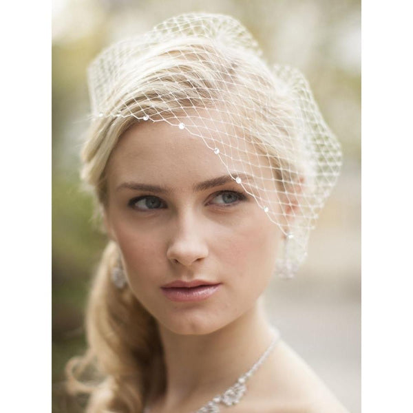 Marielle Viels French Net Birdcage Veil with Swarovski Crystals