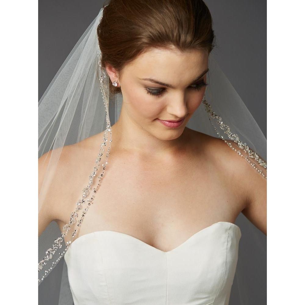 Marielle Viels Glamorous Beaded Swarovski Crystal Bridal Veil